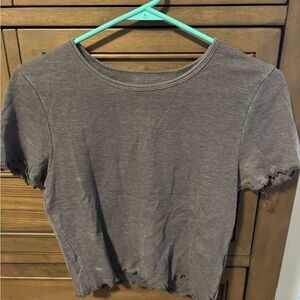 American Eagle Outfitters Gray Crop T-Shirt